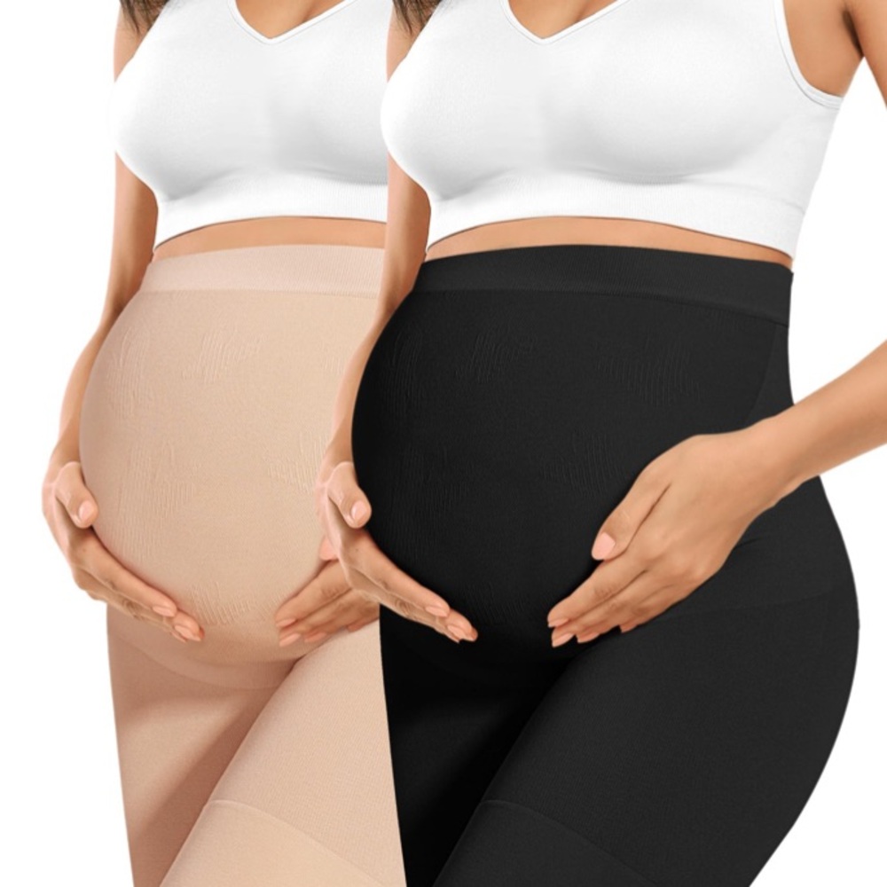 2 Maternity Shapewear Shorts - Black and Tan